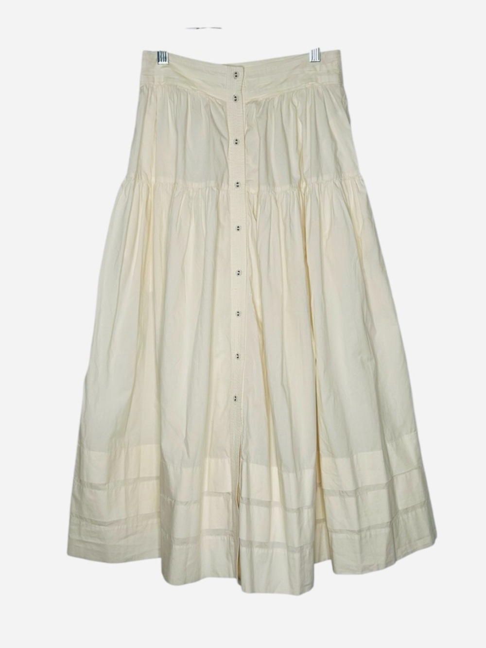 Ulla Johnson Jacinta Ivory Button Front Skirt With Pockets & Pleated Details 4 - Picture 2 of 10
